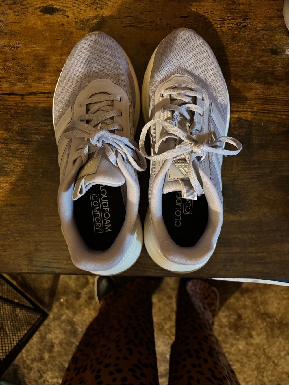 adidas Women's Gray and White Cloudfoam Running Shoes